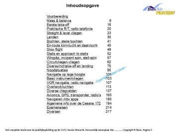 Het complete boek voor de praktijkopleiding op de C172, inhoudsopgave